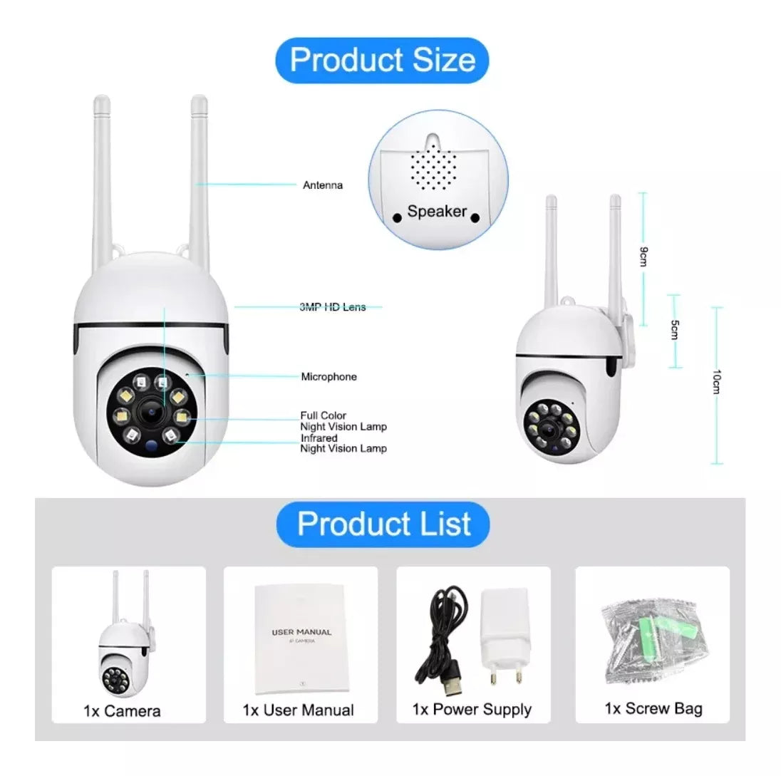 CAMARA INTELIGENTE HD🚨ROTACION 355° Y 90° VERTICAL