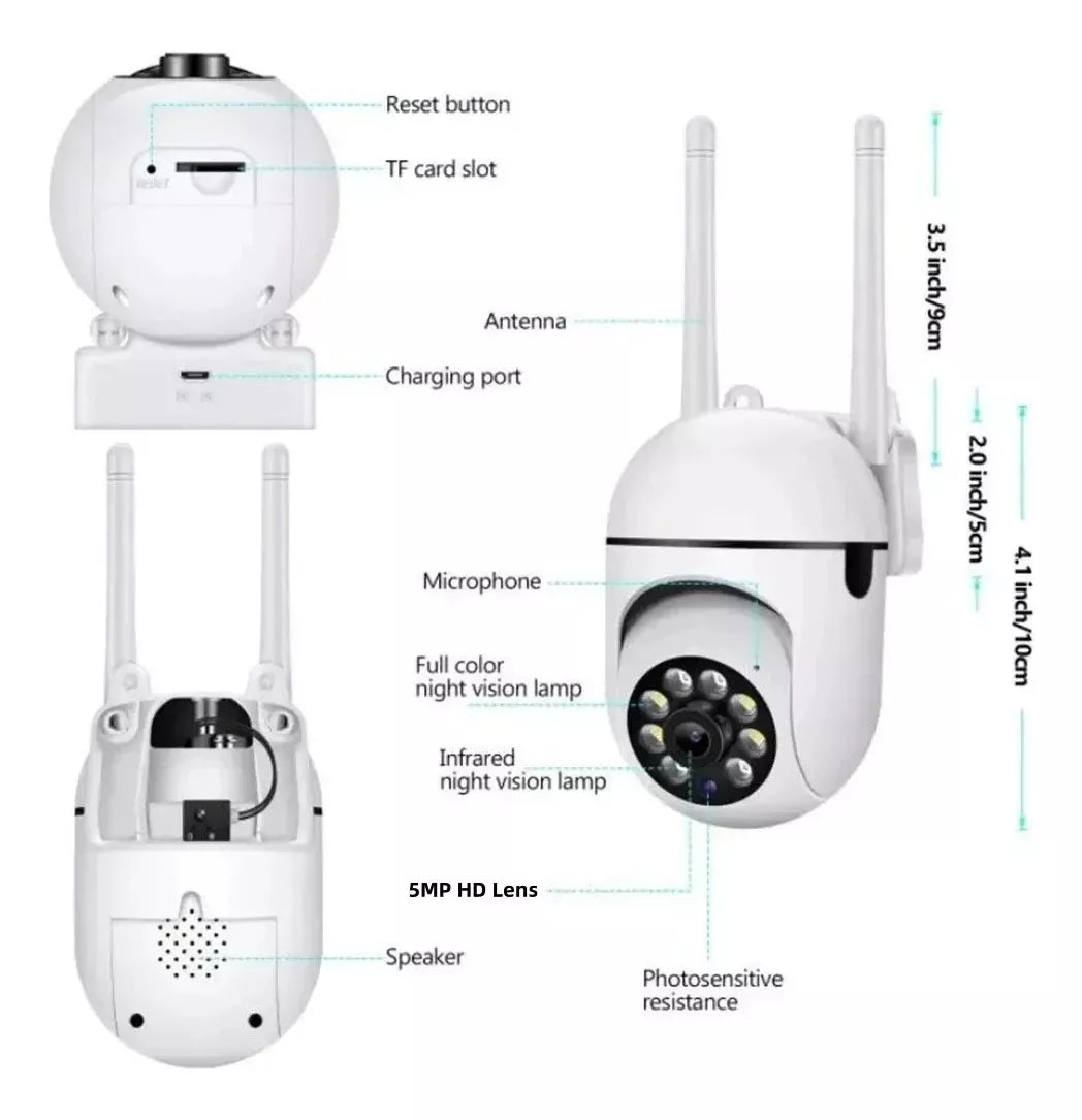 CAMARA INTELIGENTE HD🚨ROTACION 355° Y 90° VERTICAL