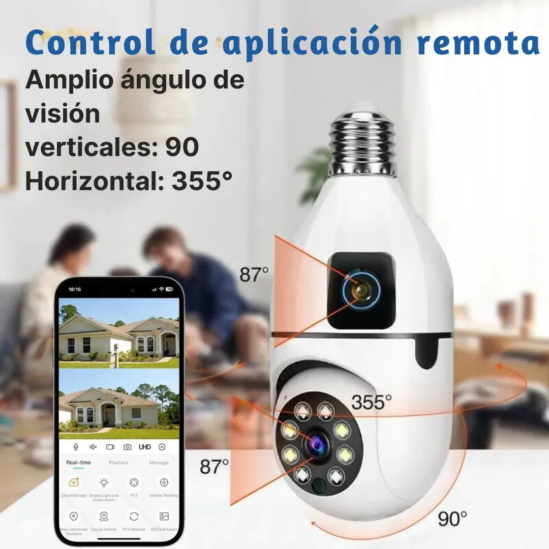 CÁMARA BOMBILLO-2 LENTES-ROTACIÓN 355°-90°