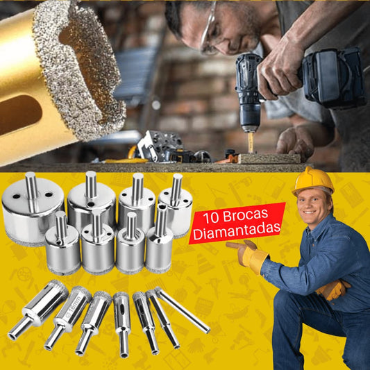 KIT DE 10 BROCAS DIAMANTADAS