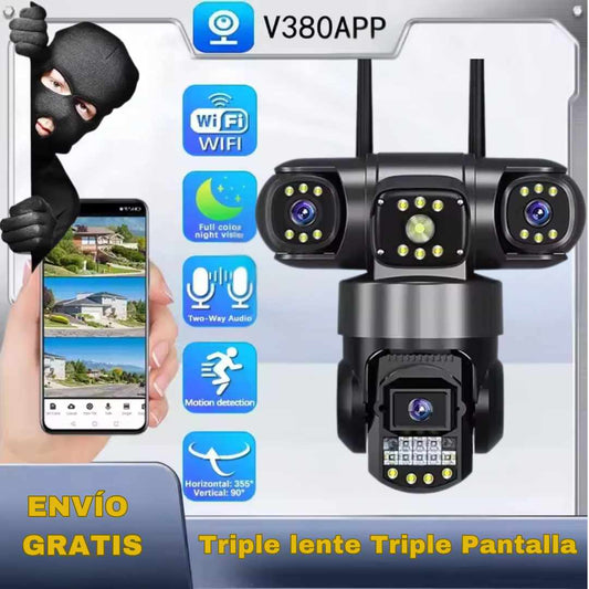 CÀMARA 3 LENTES WIFI 4K-SEGURIDAD 3 EN 1 🚨